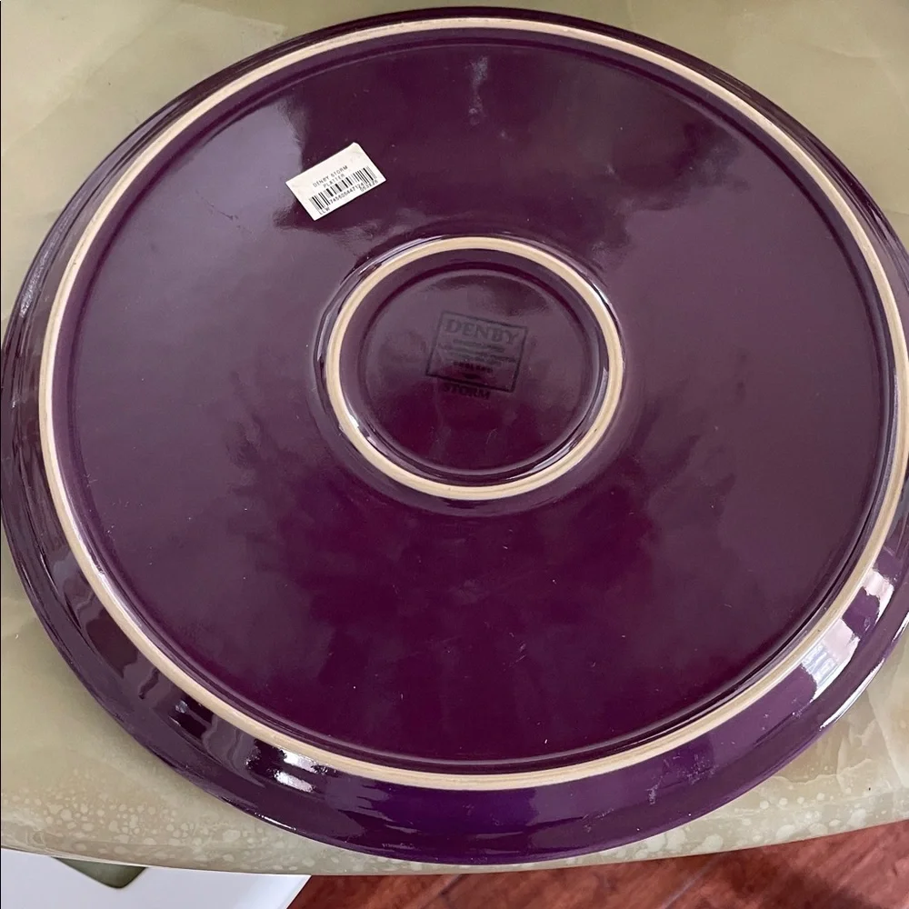 Denby Storm England 13 Inches  Blue Purple Stripe Serving Platter Rare Vintage